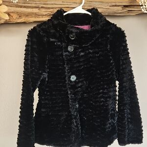 Kids Black Faux Fur Jacket Patagonia Initals Are On Jacket Tag